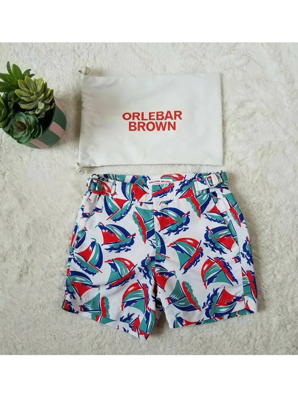 Orlebar Brown Kid's Swim Trunks w/Bag